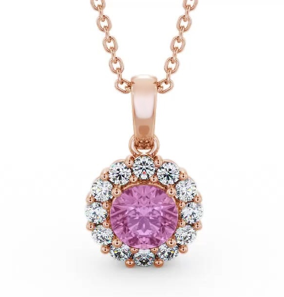 Halo Pink Sapphire and Diamond 1.89ct Pendant 9K Rose Gold PNT15GEM_RG_PS_THUMB1