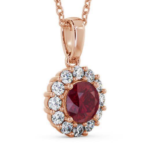 Halo Ruby and Diamond 1.89ct Pendant 18K Rose Gold PNT15GEM_RG_RU_THUMB1 