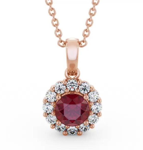 Halo Ruby and Diamond 1.89ct Pendant 18K Rose Gold PNT15GEM_RG_RU_THUMB2 