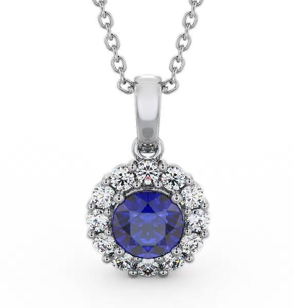 Halo Blue Sapphire and Diamond 1.89ct Pendant 9K White Gold PNT15GEM_WG_BS_THUMB2 