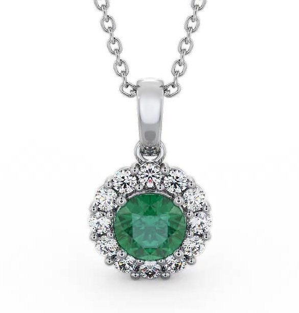 Halo Emerald and Diamond 1.74ct Pendant 9K White Gold PNT15GEM_WG_EM_THUMB1