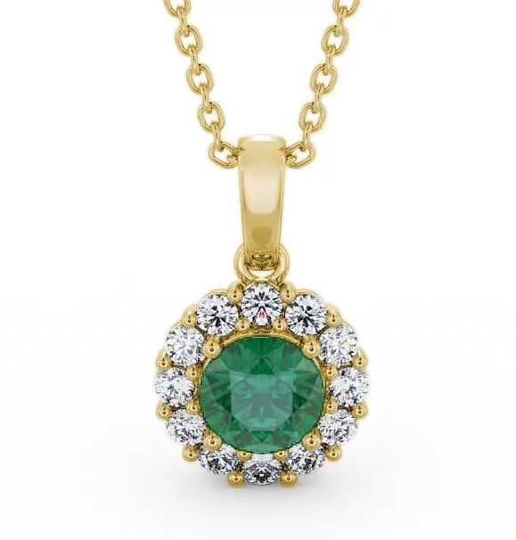 Halo Emerald and Diamond 1.74ct Pendant 9K Yellow Gold PNT15GEM_YG_EM_THUMB1