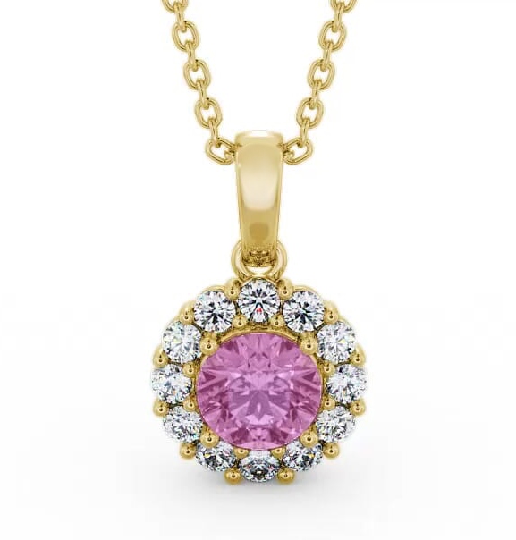 Halo Pink Sapphire and Diamond 1.89ct Pendant 9K Yellow Gold PNT15GEM_YG_PS_THUMB1