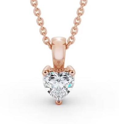 Heart Solitaire Three Claw Stud Diamond Pendant 18K Rose Gold PNT160_RG_THUMB1