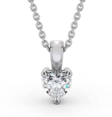 Heart Solitaire Three Claw Stud Diamond Pendant 9K White Gold PNT160_WG_THUMB2 