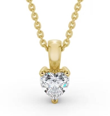 Heart Solitaire Three Claw Stud Diamond Pendant 18K Yellow Gold PNT160_YG_THUMB2 