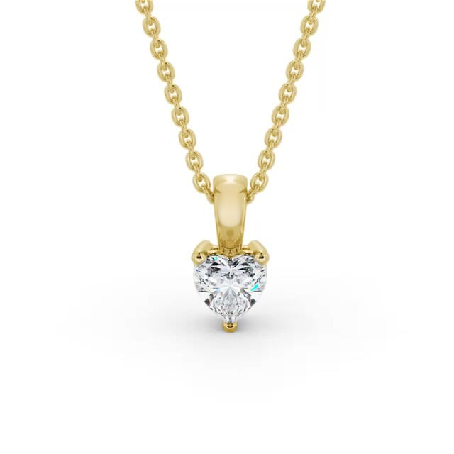 Heart Solitaire Three Claw Stud Diamond Pendant 18K Yellow Gold - Edith PNT160_YG_NECK