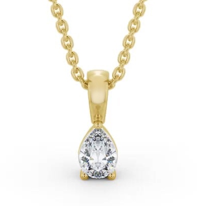 Pear Solitaire Three Claw Stud Diamond Pendant 18K Yellow Gold PNT161_YG_THUMB2 