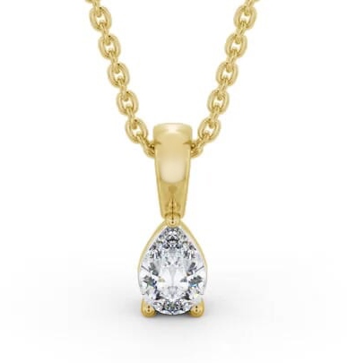 Pear Solitaire Three Claw Stud Diamond Pendant 18K Yellow Gold PNT161_YG_THUMB2 