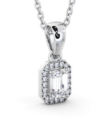 Halo Emerald Diamond Pendant 9K White Gold PNT163_WG_THUMB1 