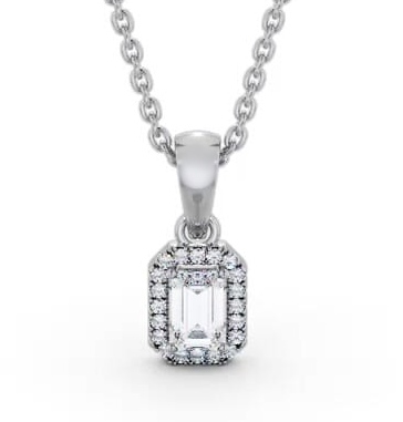 Halo Emerald Diamond Pendant 18K White Gold PNT163_WG_THUMB2 
