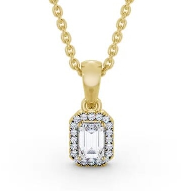 Halo Emerald Diamond Pendant 9K Yellow Gold PNT163_YG_THUMB2 