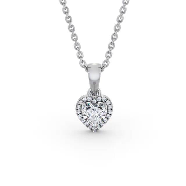 Halo Heart Diamond Pendant 18K White Gold - Camden PNT164_WG_NECK