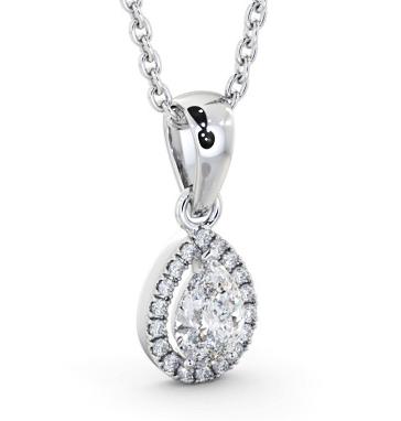Halo Pear Diamond Pendant 18K White Gold PNT165_WG_THUMB1 