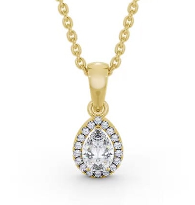 Halo Pear Diamond Pendant 9K Yellow Gold PNT165_YG_THUMB2 