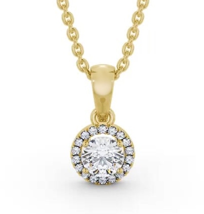 Halo Round Diamond Pendant 18K Yellow Gold PNT166_YG_THUMB2 