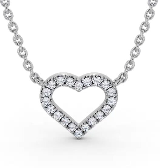 Heart Design Diamond Pendant 9K White Gold PNT167_WG_THUMB1