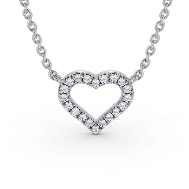 Heart Design Diamond Pendant 18K White Gold - Abrianna PNT167_WG_NECK