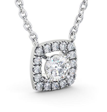 Round Diamond with a Cushion Shape Halo Pendant 9K White Gold PNT168_WG_THUMB1 