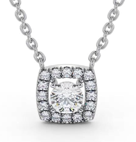 Round Diamond with a Cushion Shape Halo Pendant 9K White Gold PNT168_WG_THUMB2 