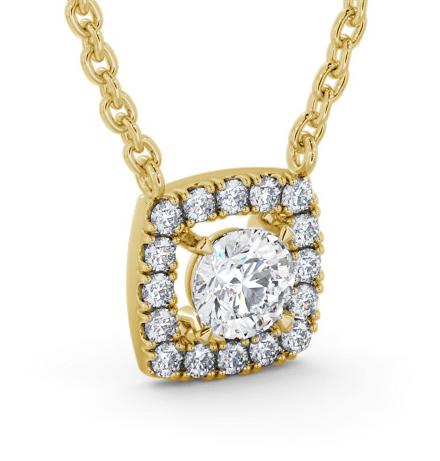 Round Diamond with a Cushion Shape Halo Pendant 9K Yellow Gold PNT168_YG_THUMB1 
