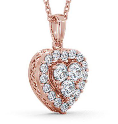 Halo Round Diamond Heart Design Pendant 9K Rose Gold PNT16_RG_THUMB1 
