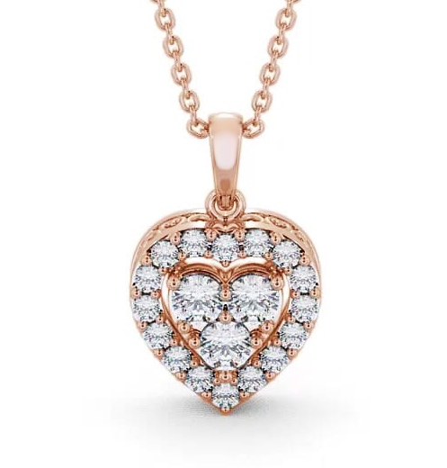 Halo Round Diamond Heart Design Pendant 9K Rose Gold PNT16_RG_THUMB1