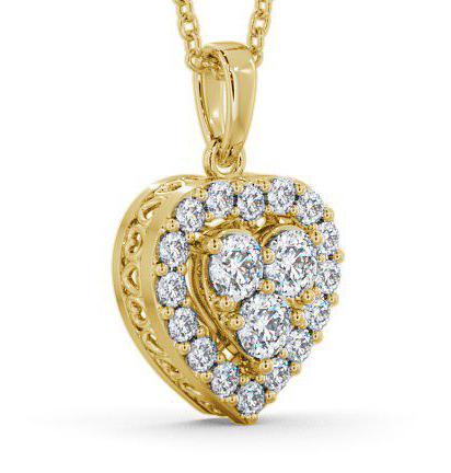 Halo Round Diamond Heart Design Pendant 18K Yellow Gold PNT16_YG_THUMB1 