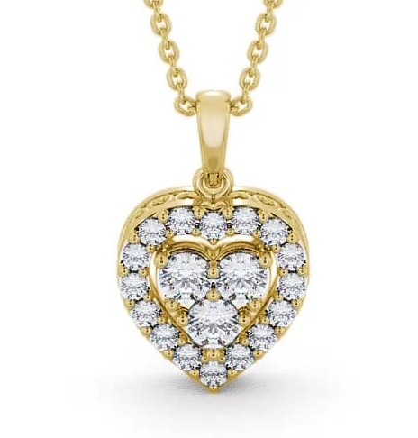 Halo Round Diamond Heart Design Pendant 9K Yellow Gold PNT16_YG_THUMB1