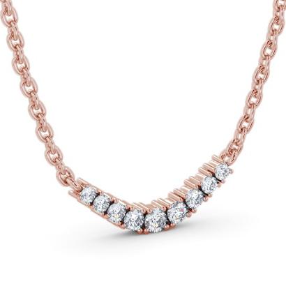 Bar Style Nine Diamond Curved Pendant 9K Rose Gold PNT170_RG_THUMB1 