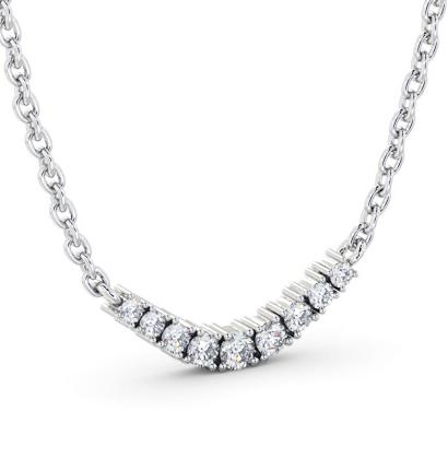 Bar Style Nine Diamond Curved Pendant 9K White Gold PNT170_WG_THUMB1 
