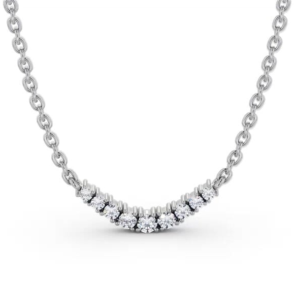 Bar Style Nine Diamond Curved Pendant 9K White Gold PNT170_WG_THUMB1