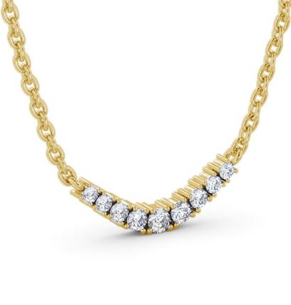 Bar Style Nine Diamond Curved Pendant 18K Yellow Gold PNT170_YG_THUMB1 