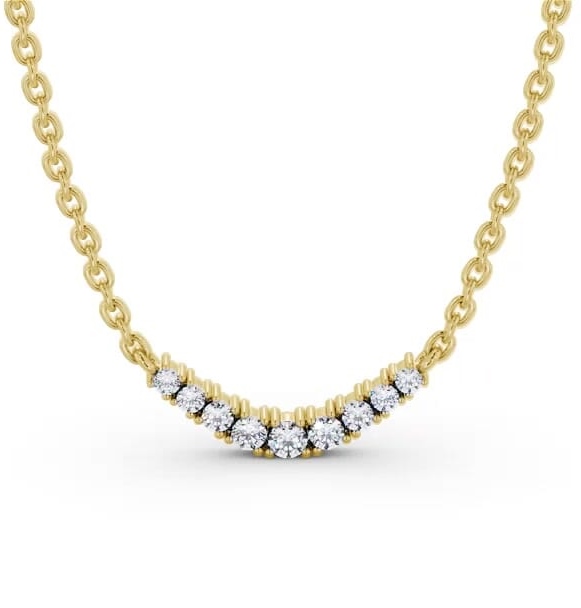 Bar Style Nine Diamond Curved Pendant 18K Yellow Gold PNT170_YG_THUMB1