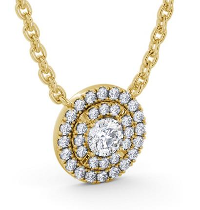 Double Halo Round Diamond Pendant 18K Yellow Gold PNT172_YG_THUMB1 
