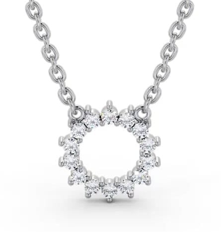 Circle Style Diamond Pendant 18K White Gold PNT173_WG_THUMB2 