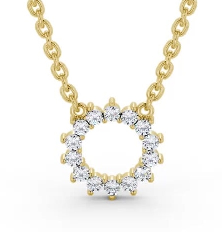 Circle Style Diamond Pendant 18K Yellow Gold PNT173_YG_THUMB1