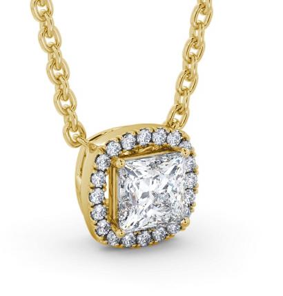 Princess Diamond with a Cushion Shape Halo Pendant 18K Yellow Gold PNT174_YG_THUMB1 