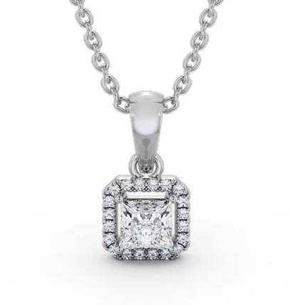 Halo Princess Diamond Pendant 9K White Gold PNT176_WG_THUMB2 