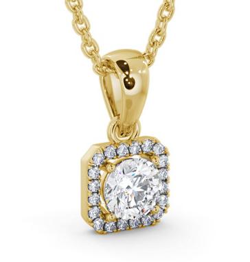 Round Diamond with a Princess Shape Halo Pendant 18K Yellow Gold PNT177_YG_THUMB1 