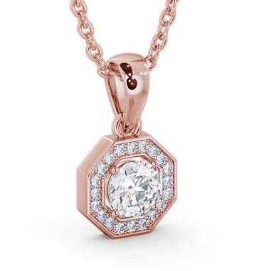 Round Diamond with an Octagon Shape Halo Pendant 18K Rose Gold PNT178_RG_THUMB1 