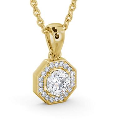 Round Diamond with an Octagon Shape Halo Pendant 18K Yellow Gold PNT178_YG_THUMB1 