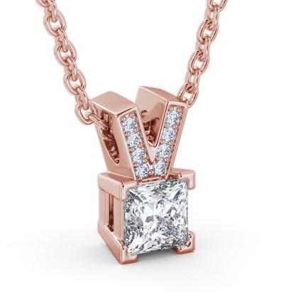 Princess Solitaire Four Claw Stud Pendant 9K Rose Gold with Set Bail PNT179_RG_THUMB1 