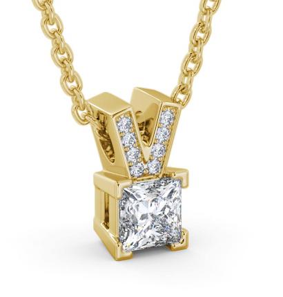 Princess Solitaire Four Claw Stud Pendant 18K Yellow Gold with Bail PNT179_YG_THUMB1 
