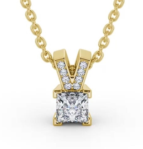 Princess Solitaire Four Claw Stud Pendant 9K Yellow Gold with Set Bail PNT179_YG_THUMB2 