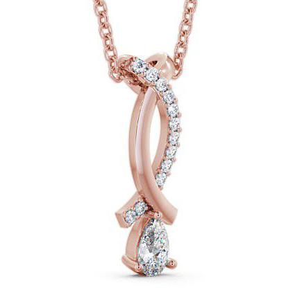 Drop Pear Diamond Ribbon Crossover Design Pendant 9K Rose Gold PNT17_RG_THUMB1 