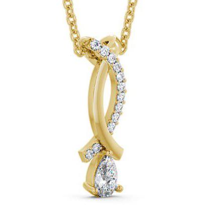 Drop Pear Diamond Ribbon Crossover Design Pendant 9K Yellow Gold PNT17_YG_THUMB1 