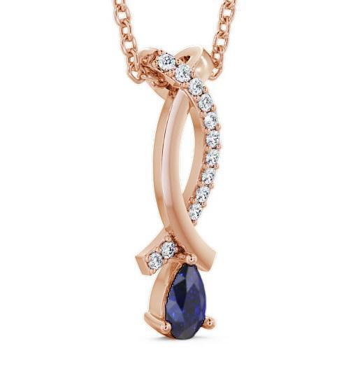 Drop Style Blue Sapphire and Diamond 0.37ct Pendant 18K Rose Gold PNT17GEM_RG_BS_THUMB1 
