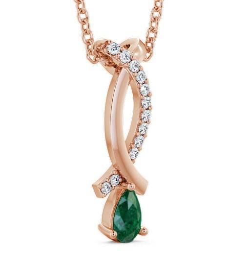 Drop Style Emerald and Diamond 0.32ct Pendant 18K Rose Gold PNT17GEM_RG_EM_THUMB1 