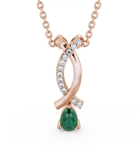 Drop Style Emerald and Diamond 0.32ct Pendant 18K Rose Gold PNT17GEM_RG_EM_THUMB1